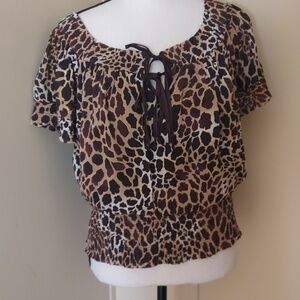 Candie's Animal Print Blouse With Puffed Sleeves